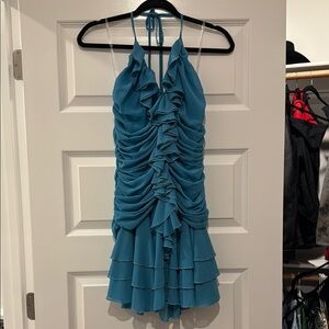 Elegant Blue Ruffled Dress